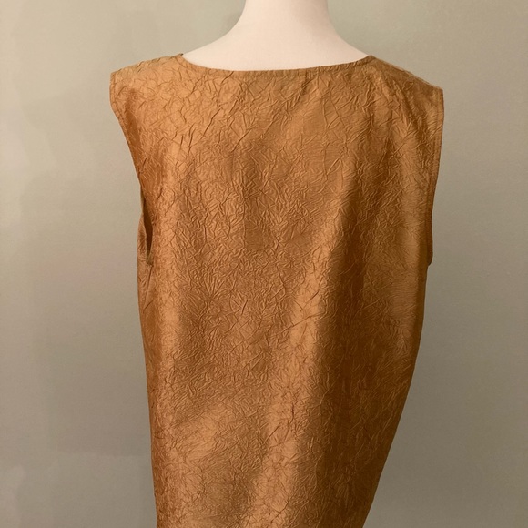 Caroline Rose Crushed Silk Twinset in Gold - Picture 4 of 12